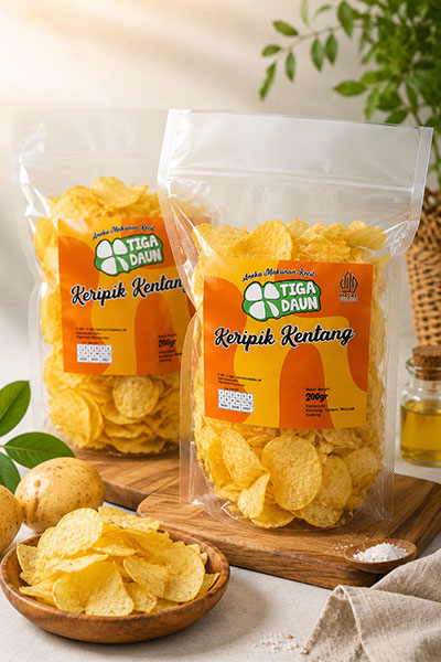 Keripik Kentang, asin, renyah, gurih dan lezat